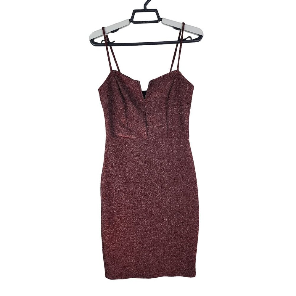 Women's Rue 21 Sparkly Burgundy Bodycon Dress Spaghetti Straps Size S